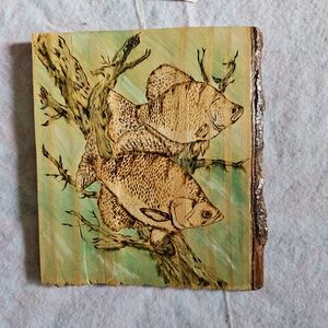 Wooden Art with Fish Design